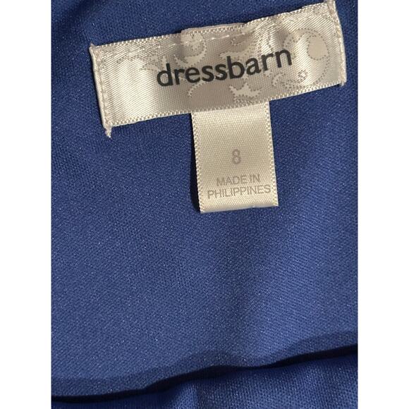 Dressbarn Signature Sadie Dress 8 Blue Purple Circle Sleeveless Ruched Stretch - Picture 4 of 7